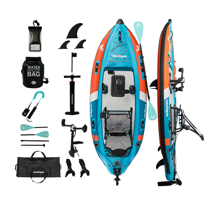 Nautiqua | ARUBA | Deluxe Paddleboard Fishing Pedal Kayak | Blue