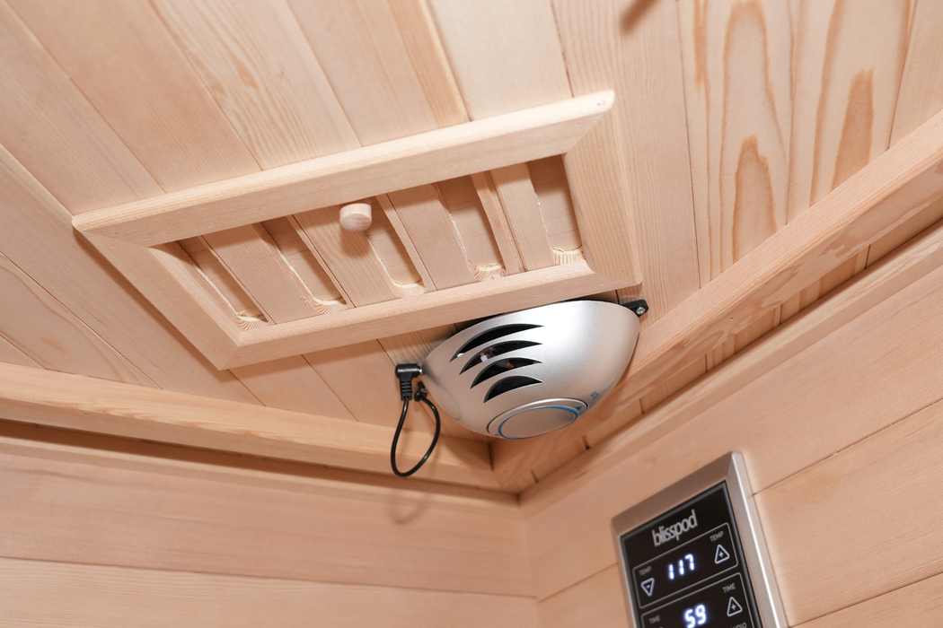 Blisspod I Vienna RED I All-In-One - Full Spectrum + Red Light Therapy I Indoor Corner Premium Sauna I 4-5 Person