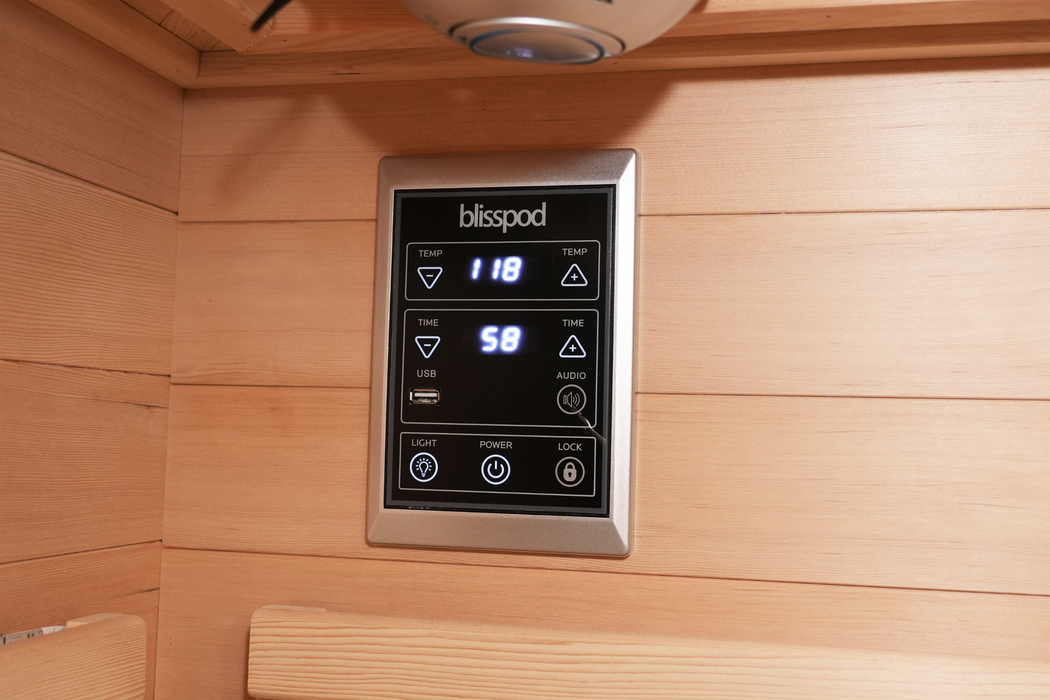 Blisspod I Vienna RED I All-In-One - Full Spectrum + Red Light Therapy I Indoor Corner Premium Sauna I 4-5 Person