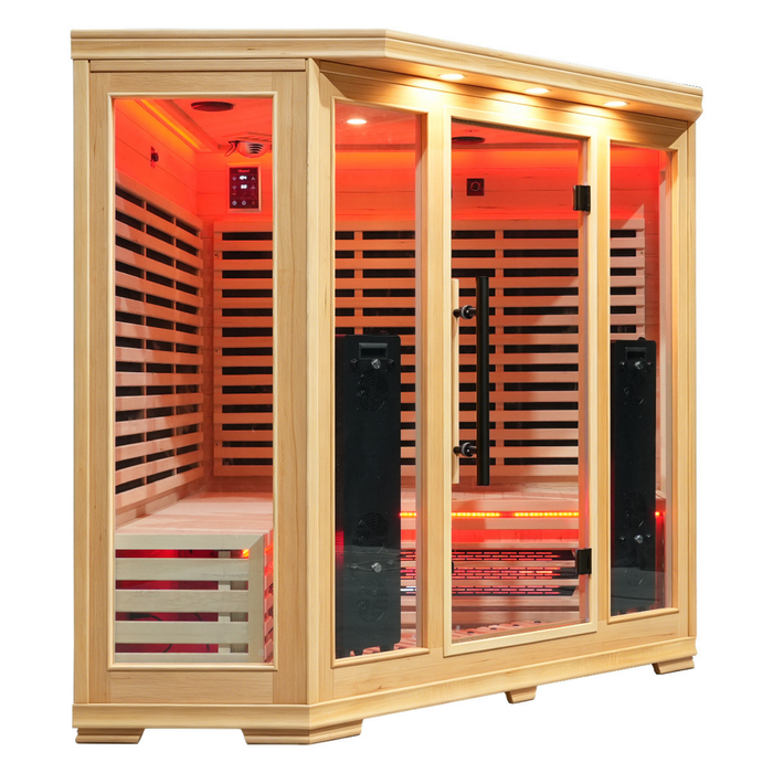 Blisspod I Vienna RED I All-In-One - Full Spectrum + Red Light Therapy I Indoor Corner Premium Sauna I 4-5 Person