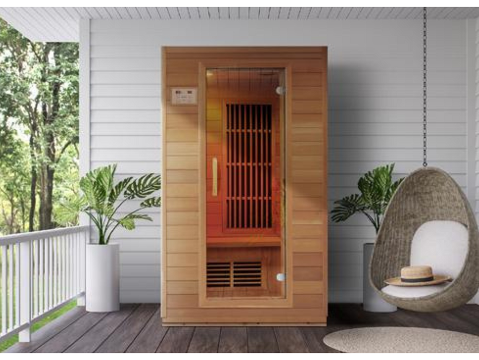 Blisspod, Vienna, Far Infrared Sauna Canadian Hemlock Very Low EMF Sauna, 5 Heaters – 2 Persons