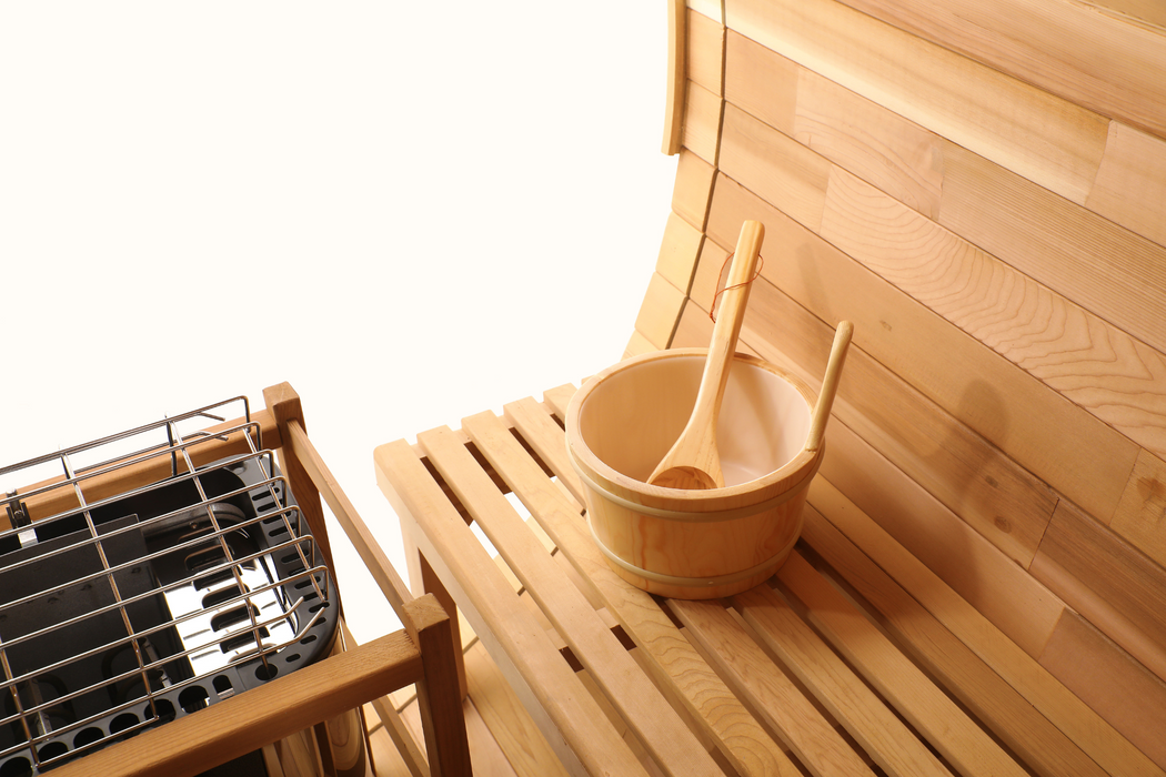 Blisspod | Prague | Canadian Red Cedar Outdoor Steam Barell Sauna | Full Glass Back