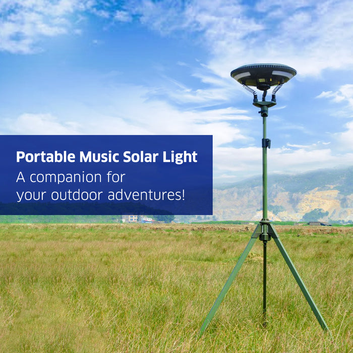 TRU De-LIGHT Multipurpose Singing Music Solar LED Light - Garden, Camping Portable Light, Strong Bluetooth Speaker / Main Light + 3 Independent Detachable Multi Mode Lights / Tripod+Carry Bag