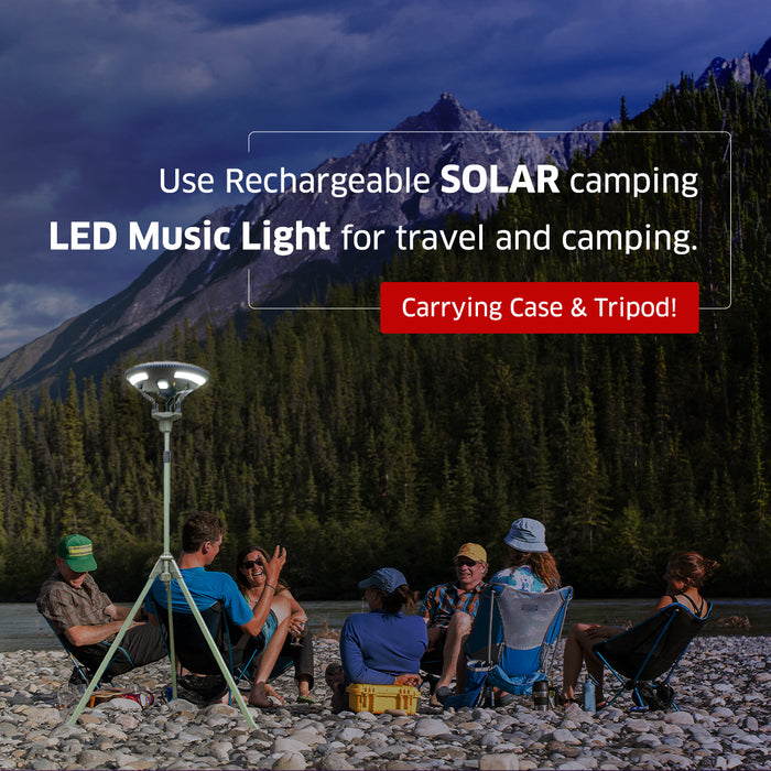 TRU De-LIGHT Multipurpose Singing Music Solar LED Light - Garden, Camping Portable Light, Strong Bluetooth Speaker / Main Light + 3 Independent Detachable Multi Mode Lights / Tripod+Carry Bag