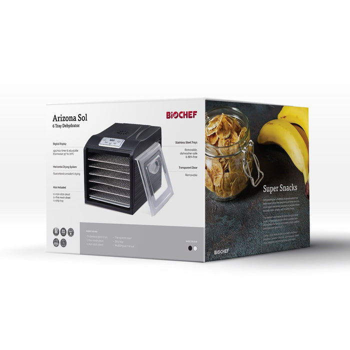 Arizona Sol 6 Steel Tray Food Dehydrator, BPA Free Body - BLACK
