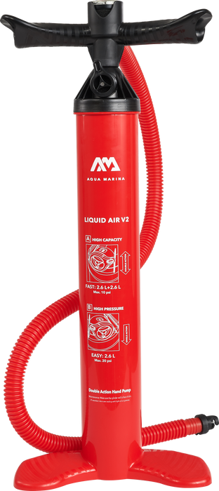 Aqua Marina LIQUID AIR V2 Double Action High Pressure Hand Pump for iSUP Paddle Board (2.6L+2.6L)