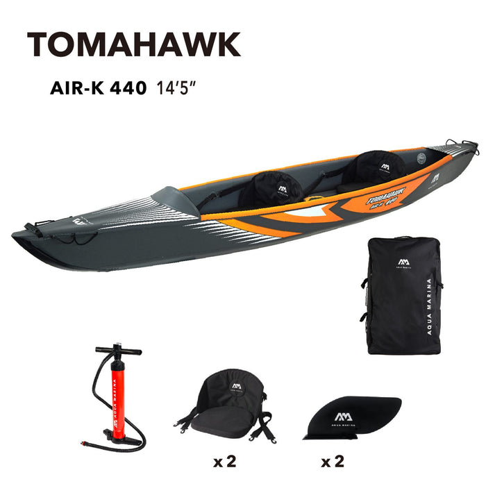 Aqua Marina TOMAHAWK AIR-K 14'5" Inflatable High Pressure Speed Kayak / Canoe