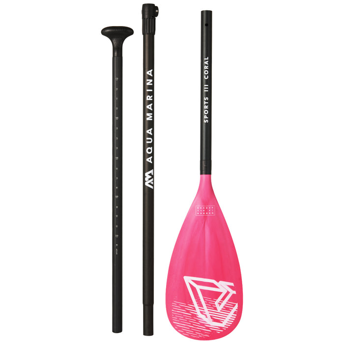 SPORTS III CORAL Adjustable Aluminum iSUP Paddle (CORAL Exclusive)